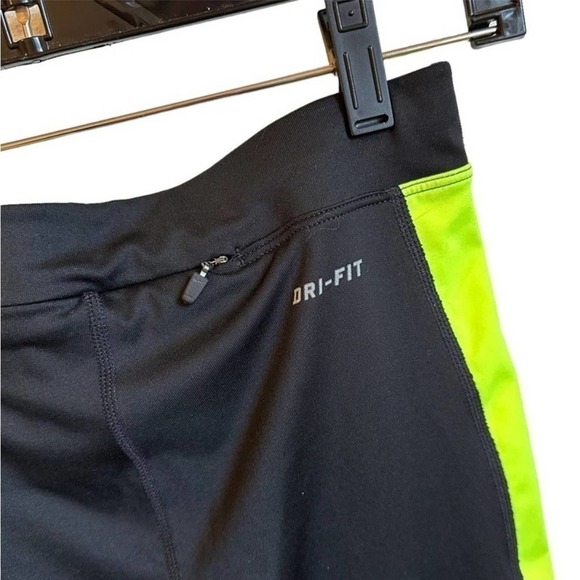 NIKE Dri Fit Black & Volt Ankle Zip Leggings - Picture 6 of 9